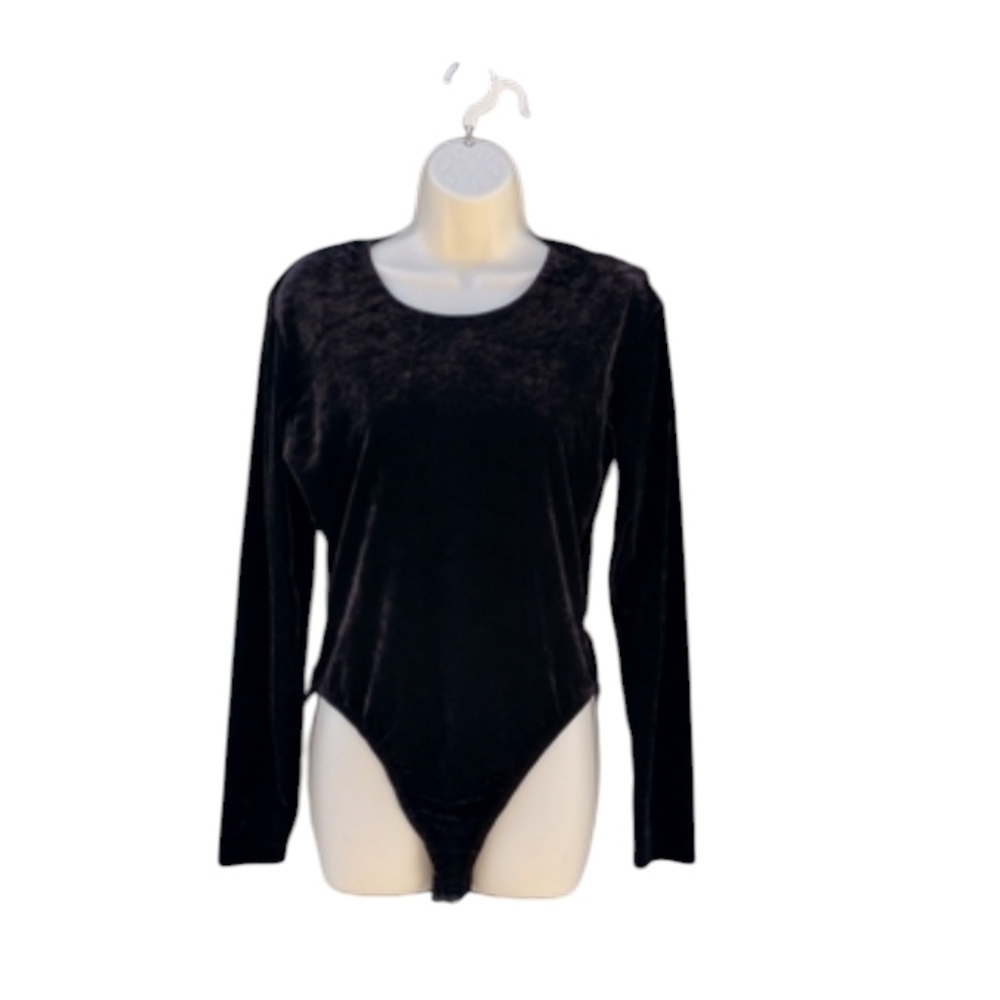 Ann Taylor Black Long Sleeve Stretch Bodysuit Size L Minimalist